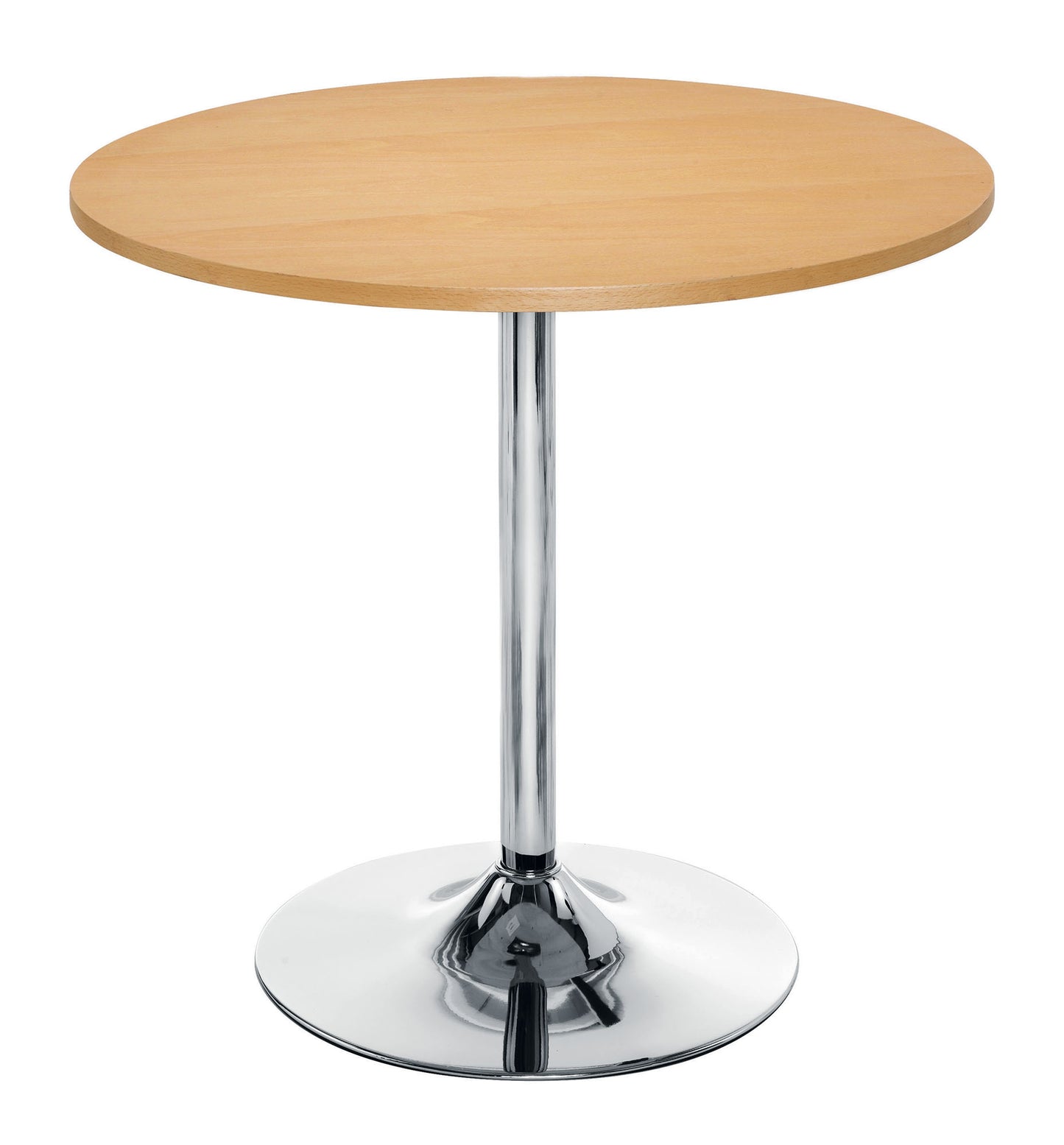 Ellipse Trumpet Base|Round|Bistro Table|800 Diameter|Beech-Chrome