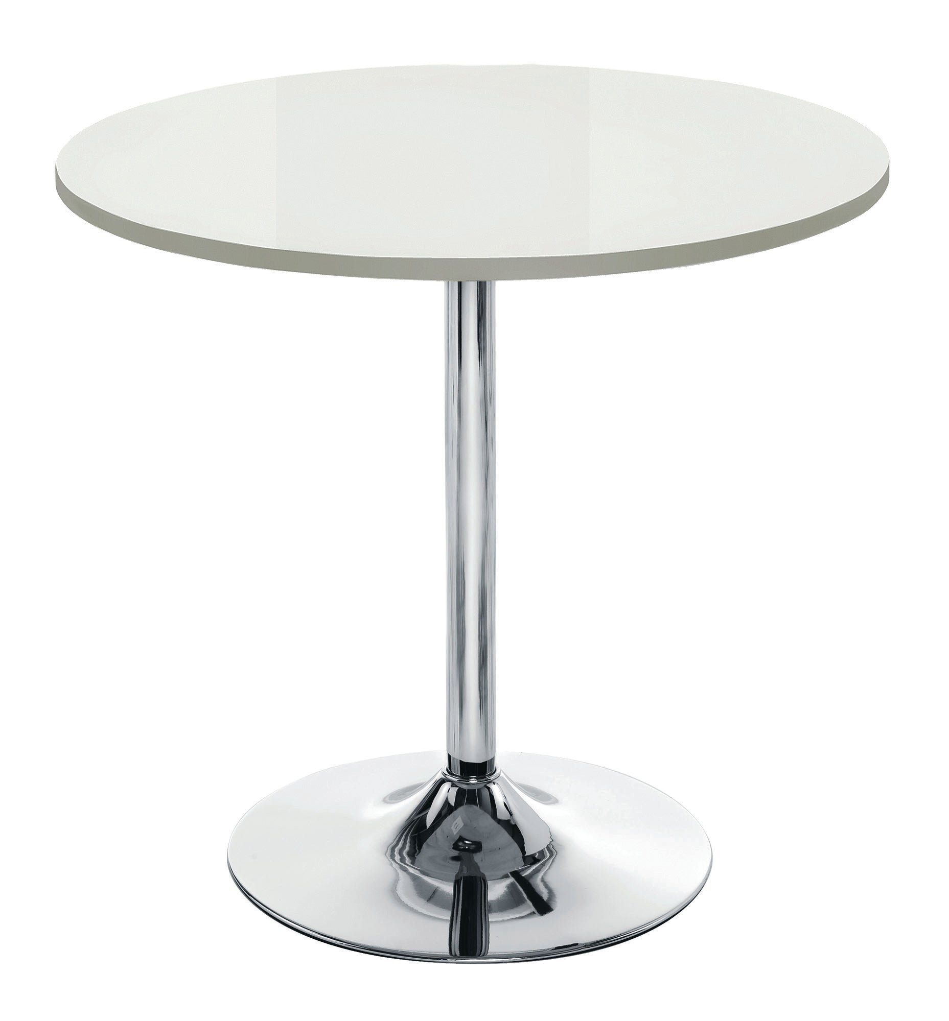 Ellipse Trumpet Base|Round|Bistro Table|800 Diameter|White-Chrome