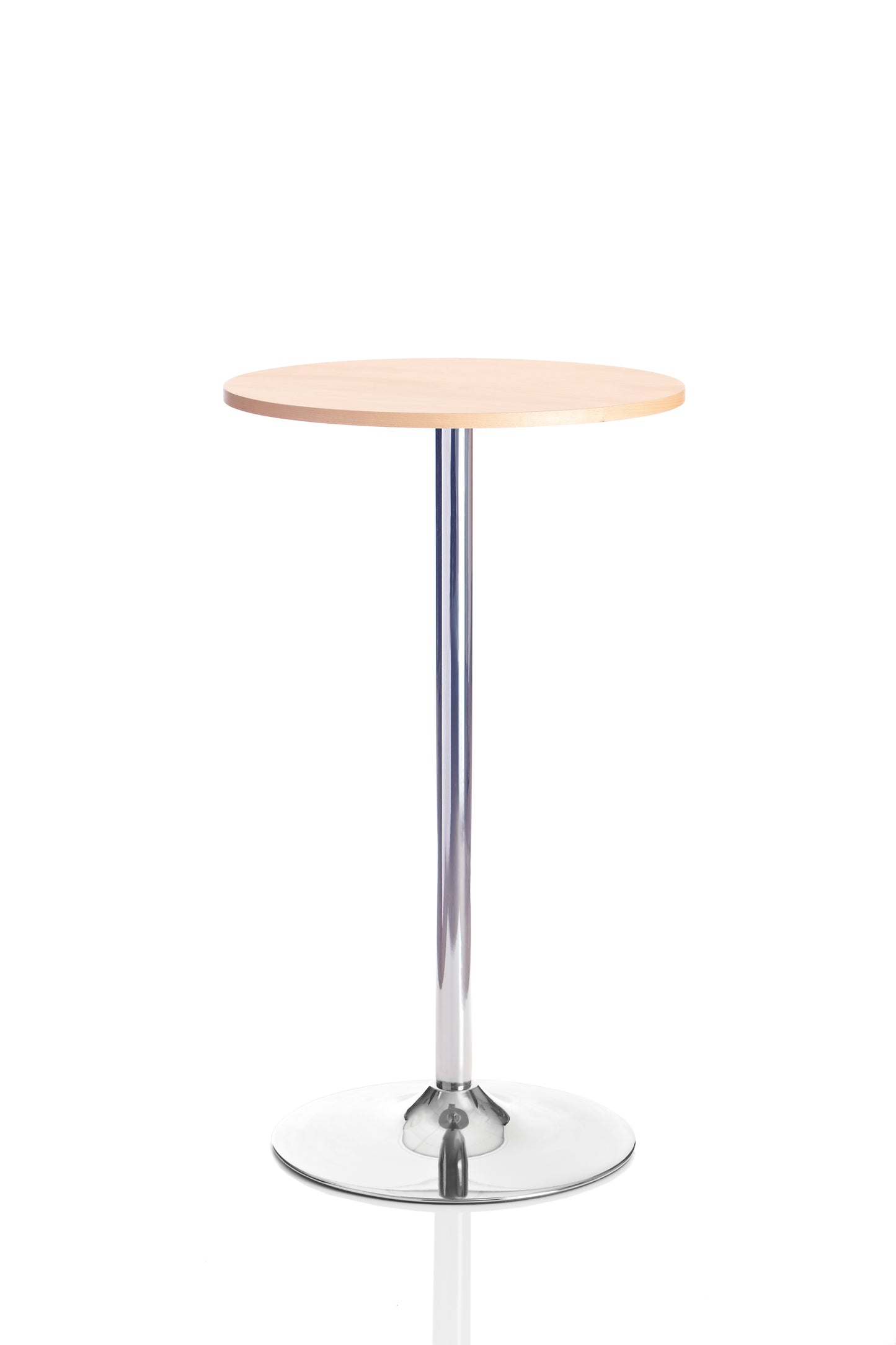 Astral Trumpet Base|Round|Bistro High Table|600 Diameter|Beech-Chrome