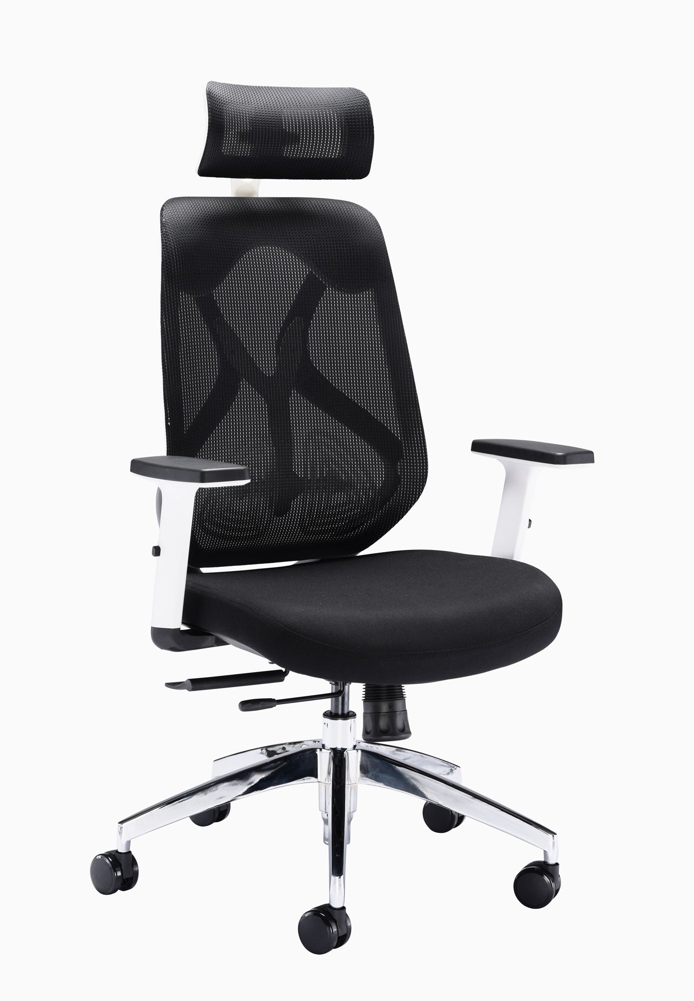 Maldini High Back Task Chair wth Adjustable Arms|Black-White