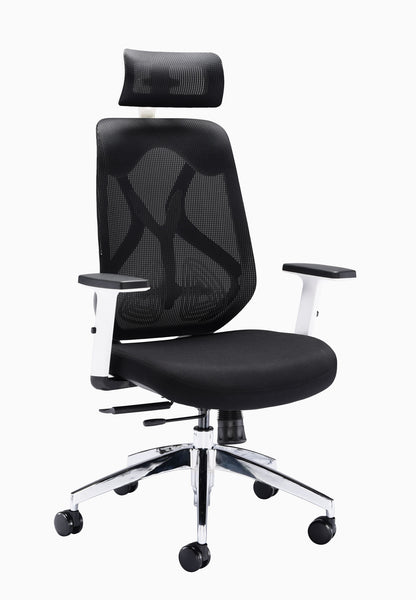 Maldini High Back Task Chair wth Adjustable Arms|Black-White