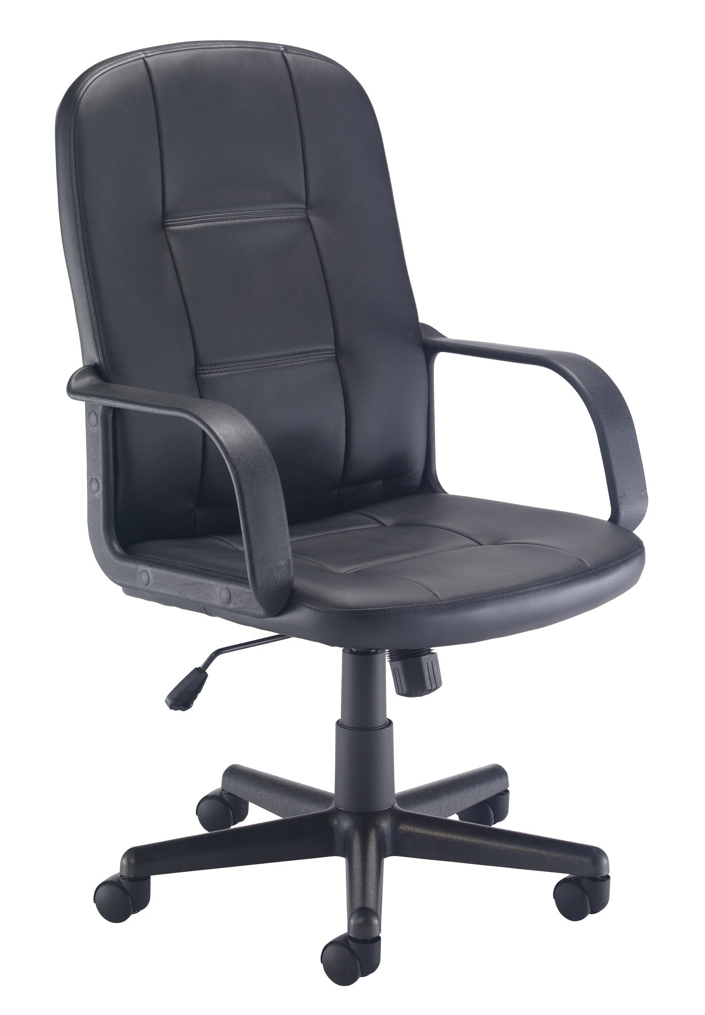 Jack Two Leather Look Executive Chair with Fixed Arms|Black Vinyl