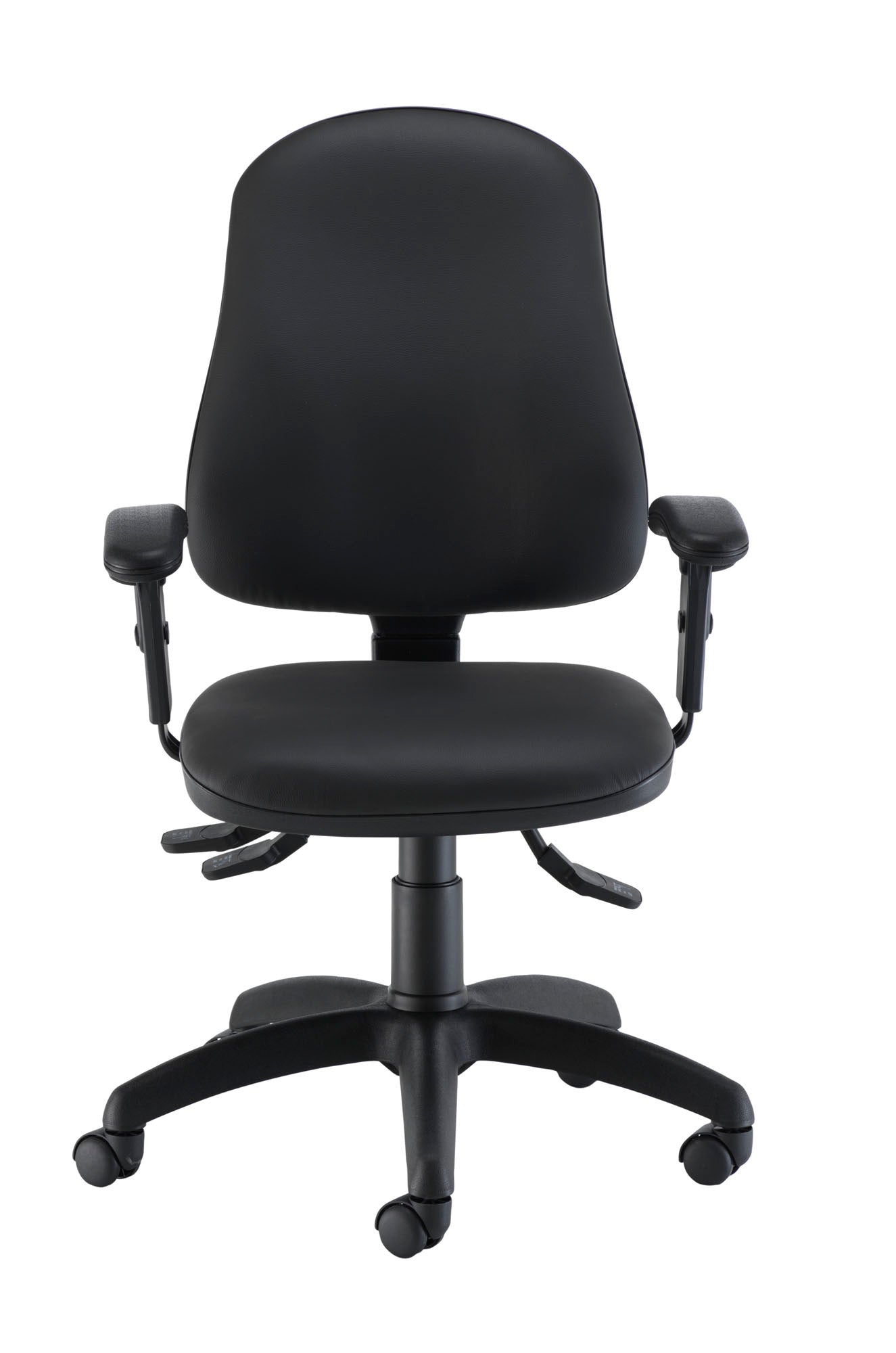 Calypso Ergo 2 Lever Office Chair With Lumbar Pump And Adjustable Arms|Black PU