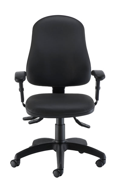 Calypso Ergo 2 Lever Office Chair With Lumbar Pump And Adjustable Arms|Black PU