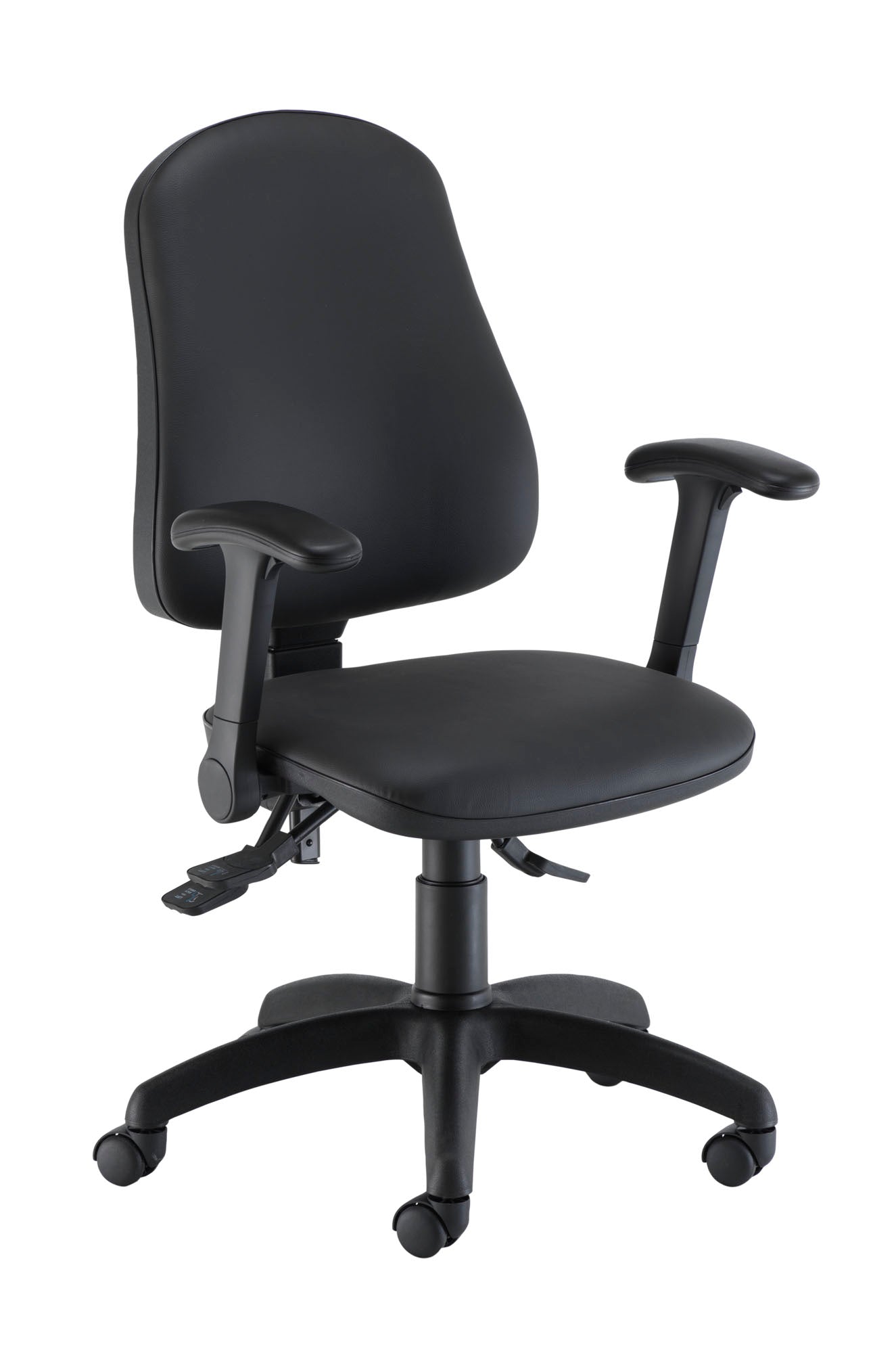 Calypso Ergo 2 Lever Office Chair With Lumbar Pump And Folding Arms|Black PU
