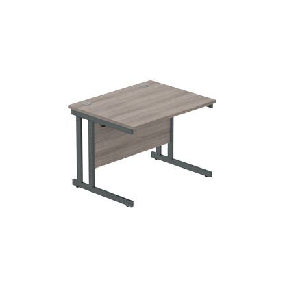 Core|Double Upright|Rectangular Desk (FSC)|1000x800|Alaskan Grey Oak-Graphite