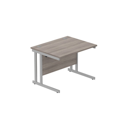 Core|Double Upright|Rectangular Desk (FSC)|1000x800|Alaskan Grey Oak-Silver