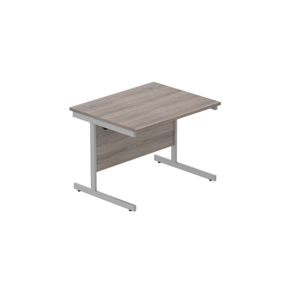 Core|Single Upright|Rectangular Desk (FSC)|1000x800|Alaskan Grey Oak-Silver