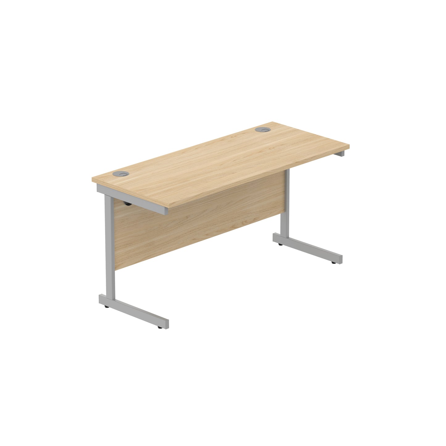 Core|Single Upright|Rectangular Desk (FSC)|1400x600|Canadian Oak-Silver
