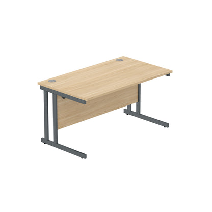 Core|Double Upright|Rectangular Desk (FSC)|1400x800|Canadian Oak-Graphite