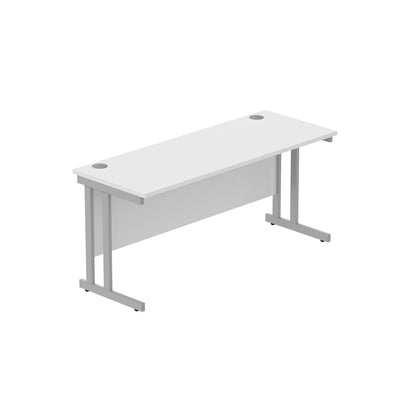 Core|Double Upright|Rectangular Desk (FSC)|1600X600|Arctic White-Silver