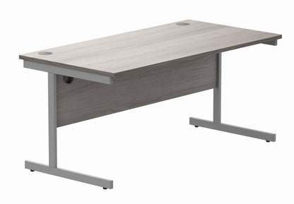 Core|Single Upright|Rectangular Desk (FSC)|1600X800|Alaskan Grey Oak-Silver
