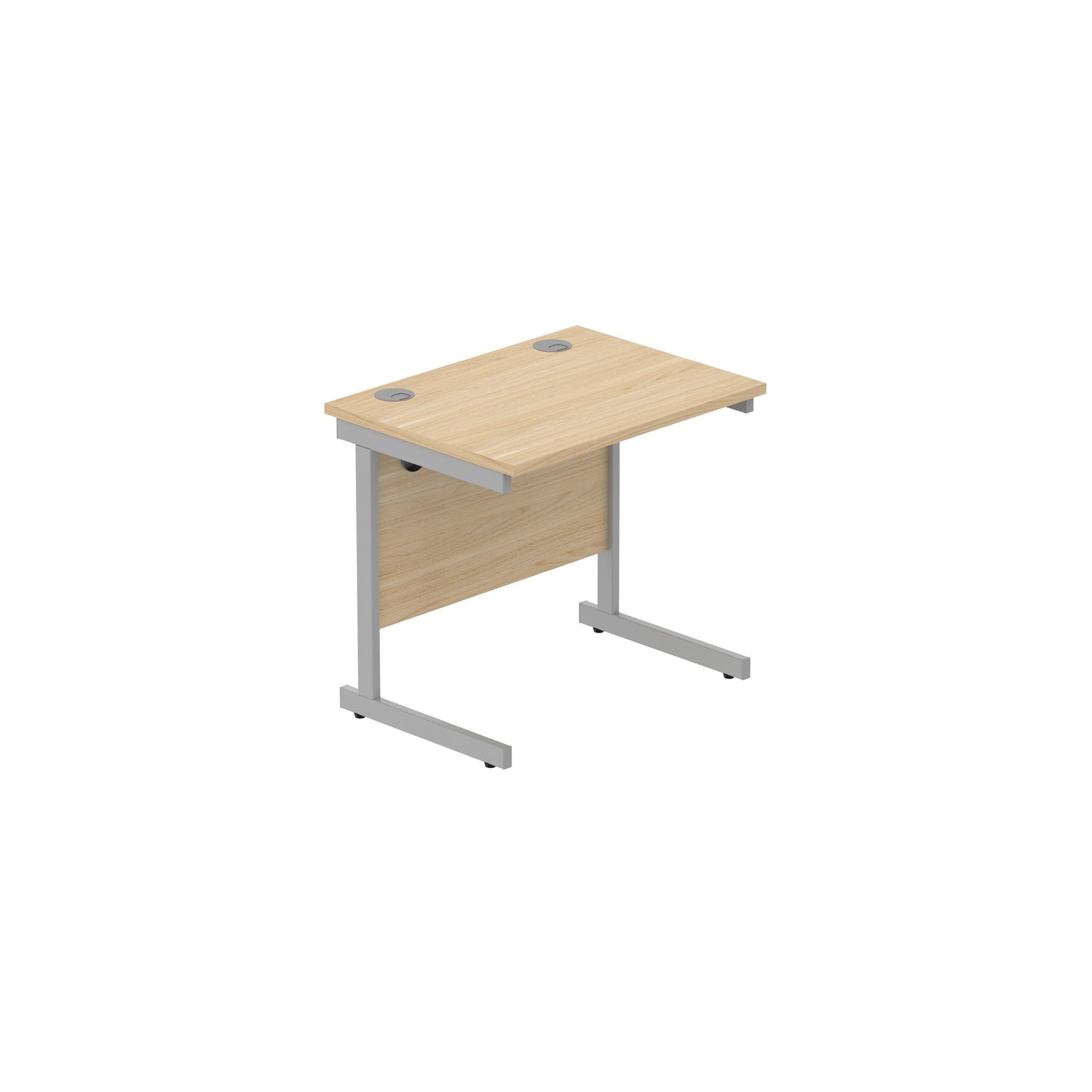 Core|Single Upright|Rectangular Desk (FSC)|800x600|Canadian Oak-Silver