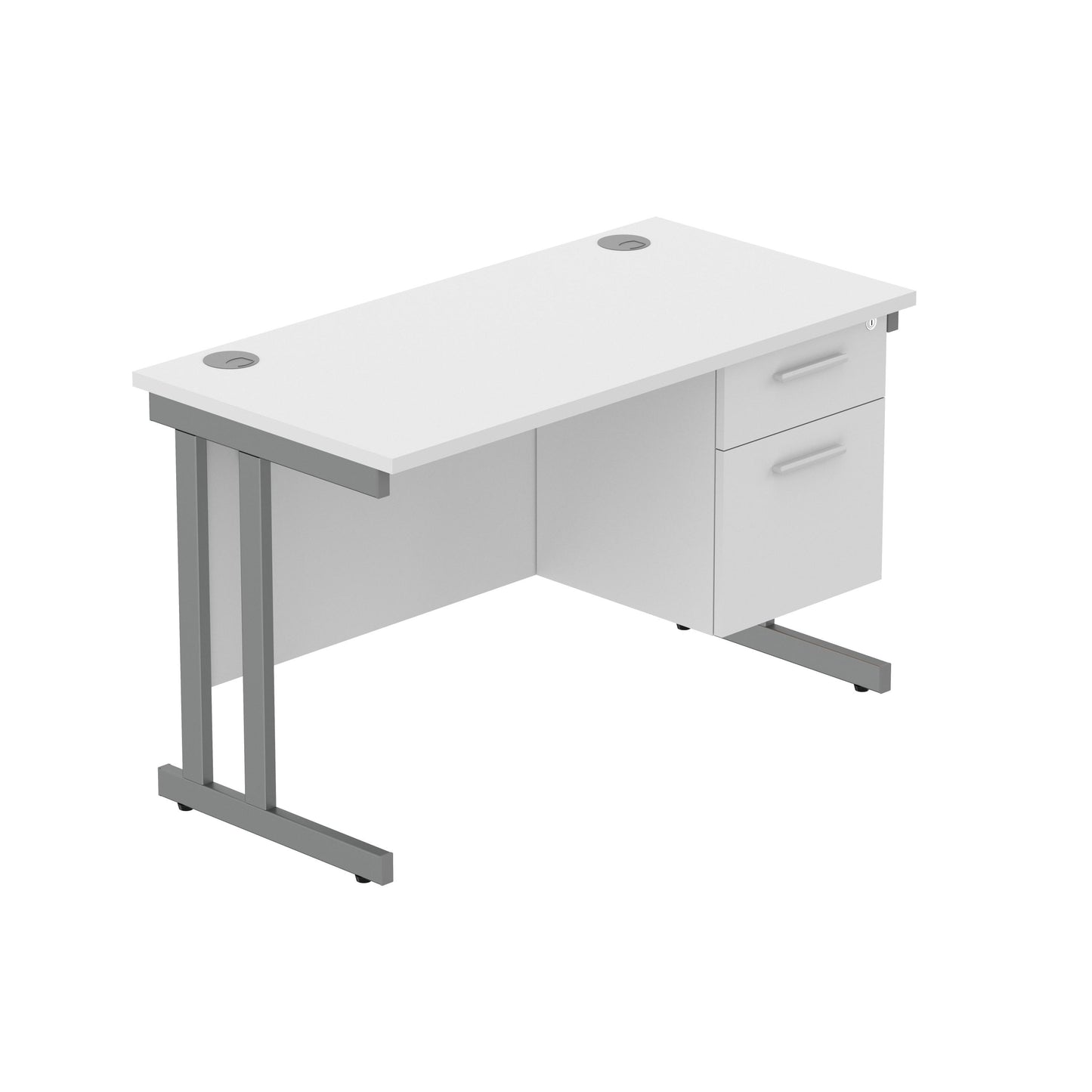 Core|Double Upright|Rectangular Desk with 2 Drawer Fixed Pedestal (FSC)|1200x600|Arctic White-Graphite