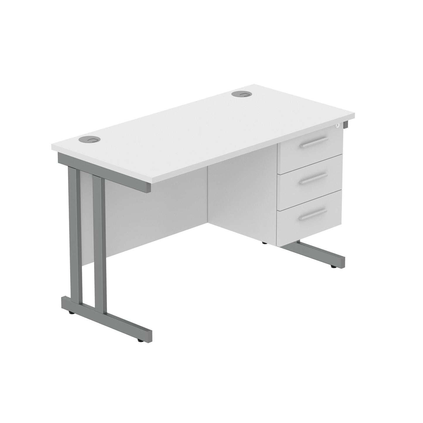 Core|Double Upright|Rectangular Desk with 3 Drawer Fixed Pedestal (FSC)|1200x600|Arctic White-Graphite