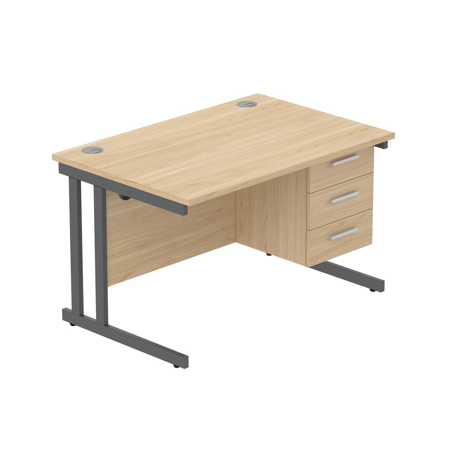 Core|Double Upright|Rectangular Desk with 3 Drawer Fixed Pedestal (FSC)|1200x800|Canadian Oak-Graphite