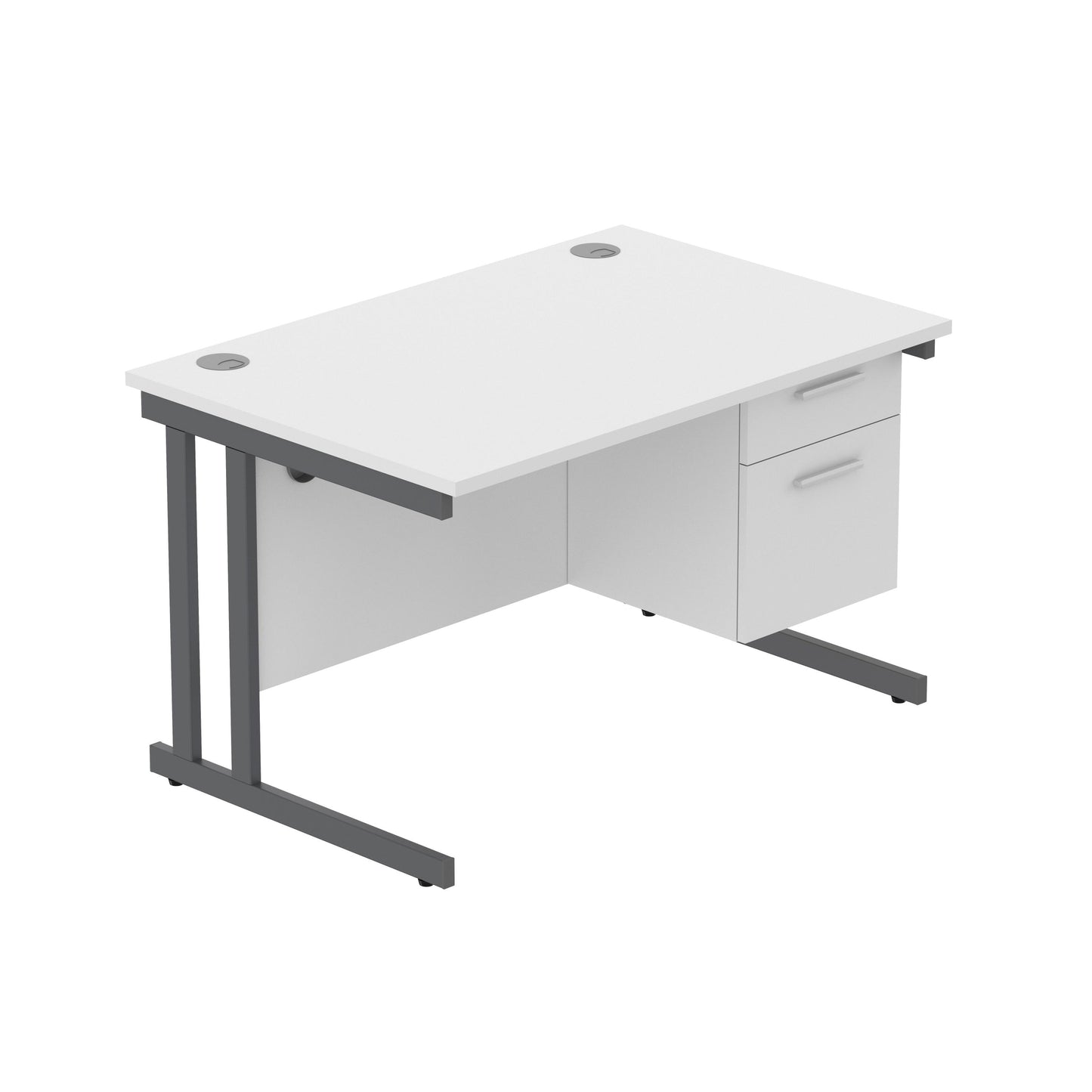 Core|Double Upright|Rectangular Desk with 2 Drawer Fixed Pedestal (FSC)|1200x800|Arctic White-Graphite