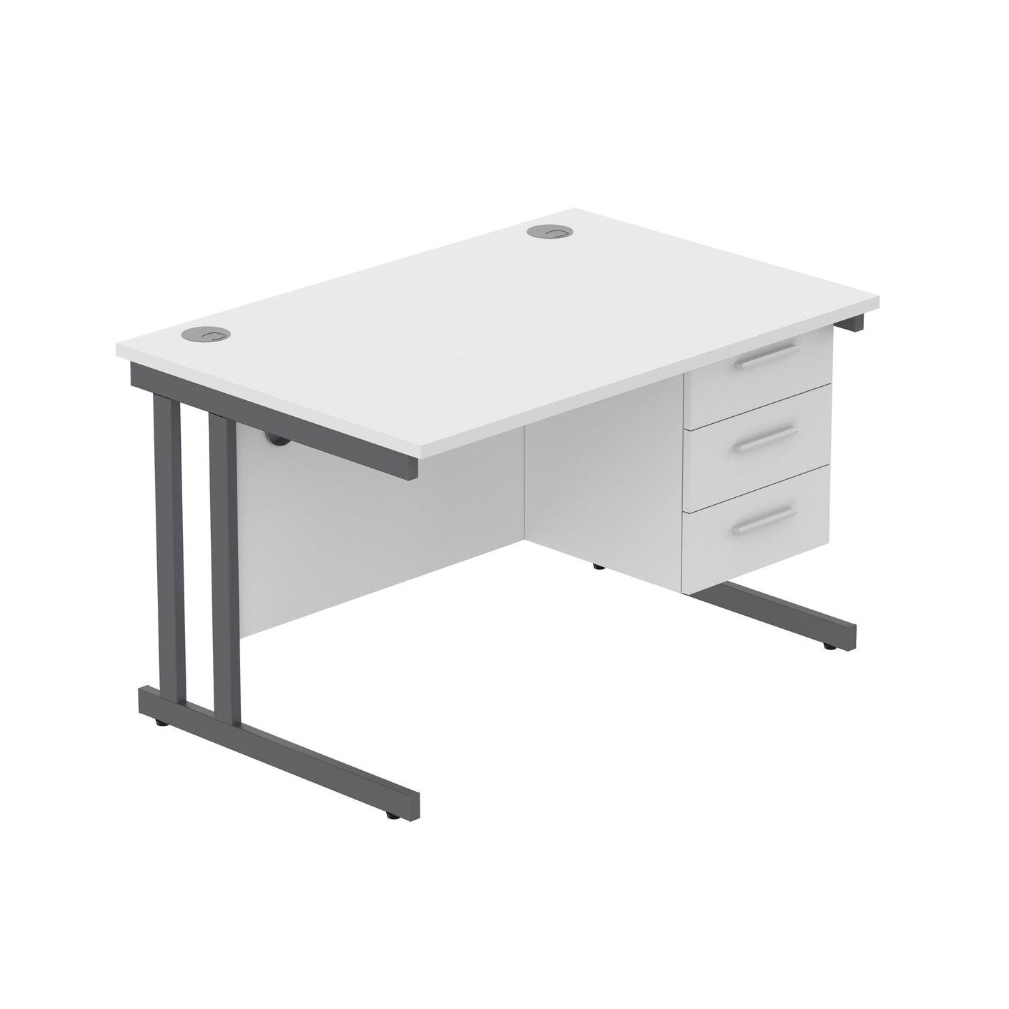 Core|Double Upright|Rectangular Desk with 3 Drawer Fixed Pedestal (FSC)|1200x800|Arctic White-Graphite