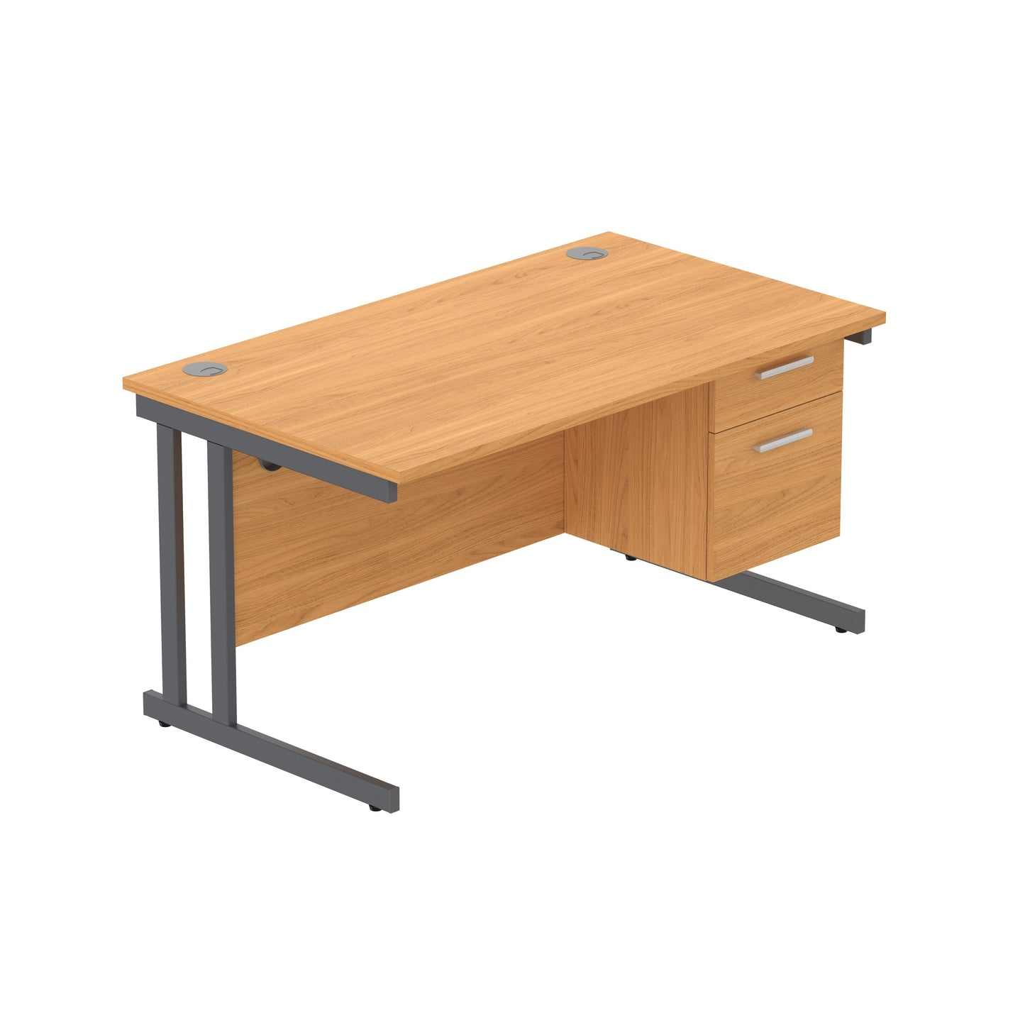 Core|Double Upright|Rectangular Desk with 2 Drawer Fixed Pedestal (FSC)|1400x800|Norwegian Beech-Graphite