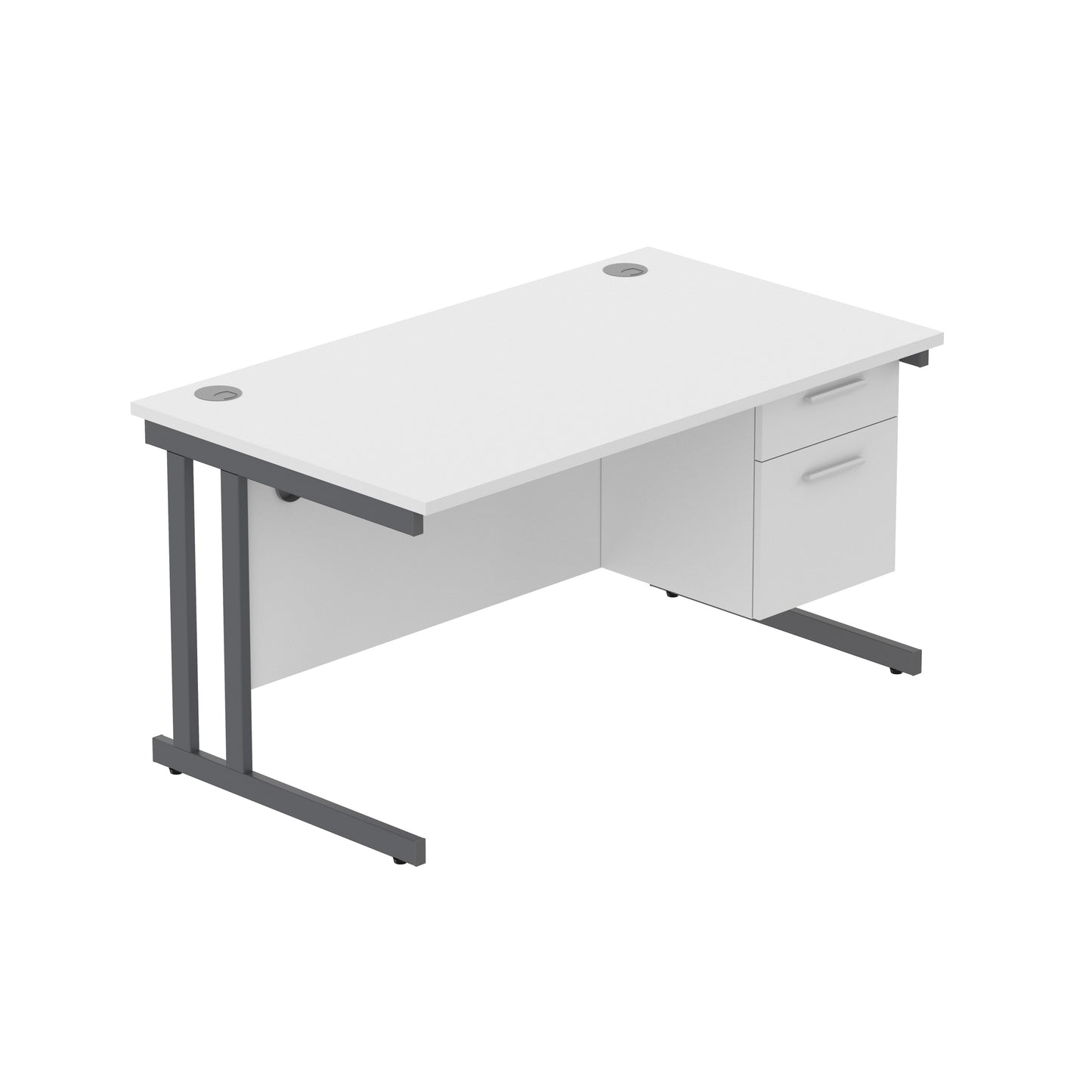 Core|Double Upright|Rectangular Desk with 2 Drawer Fixed Pedestal (FSC)|1400x800|Arctic White-Graphite