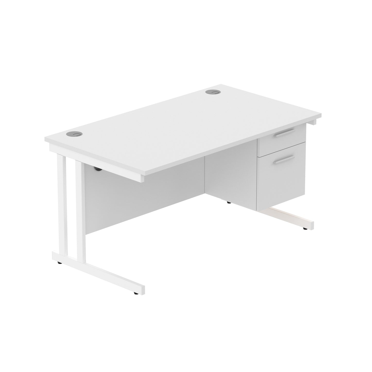 Core|Double Upright|Rectangular Desk with 2 Drawer Fixed Pedestal (FSC)|1400x800|Arctic White-White