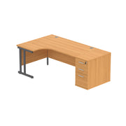 Double Upright Left Hand Radial Desk + Desk High Pedestal (FSC)