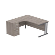 Double Upright Left Hand Radial Desk + Desk High Pedestal (FSC)