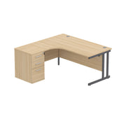 Double Upright Left Hand Radial Desk + Desk High Pedestal (FSC)
