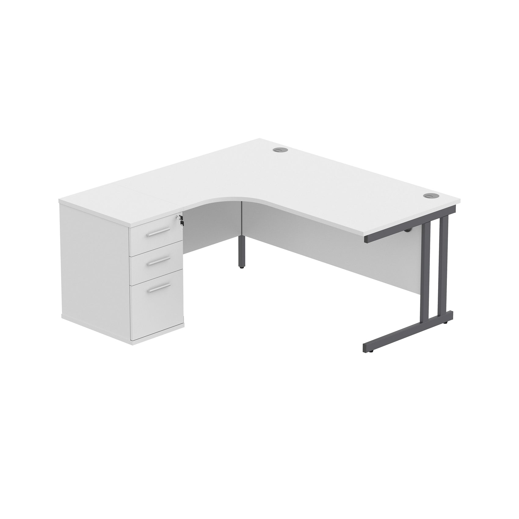 Double Upright Left Hand Radial Desk + Desk High Pedestal (FSC)