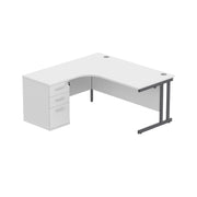 Double Upright Left Hand Radial Desk + Desk High Pedestal (FSC)