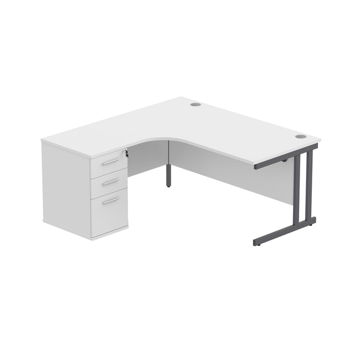 Double Upright Left Hand Radial Desk + Desk High Pedestal (FSC)