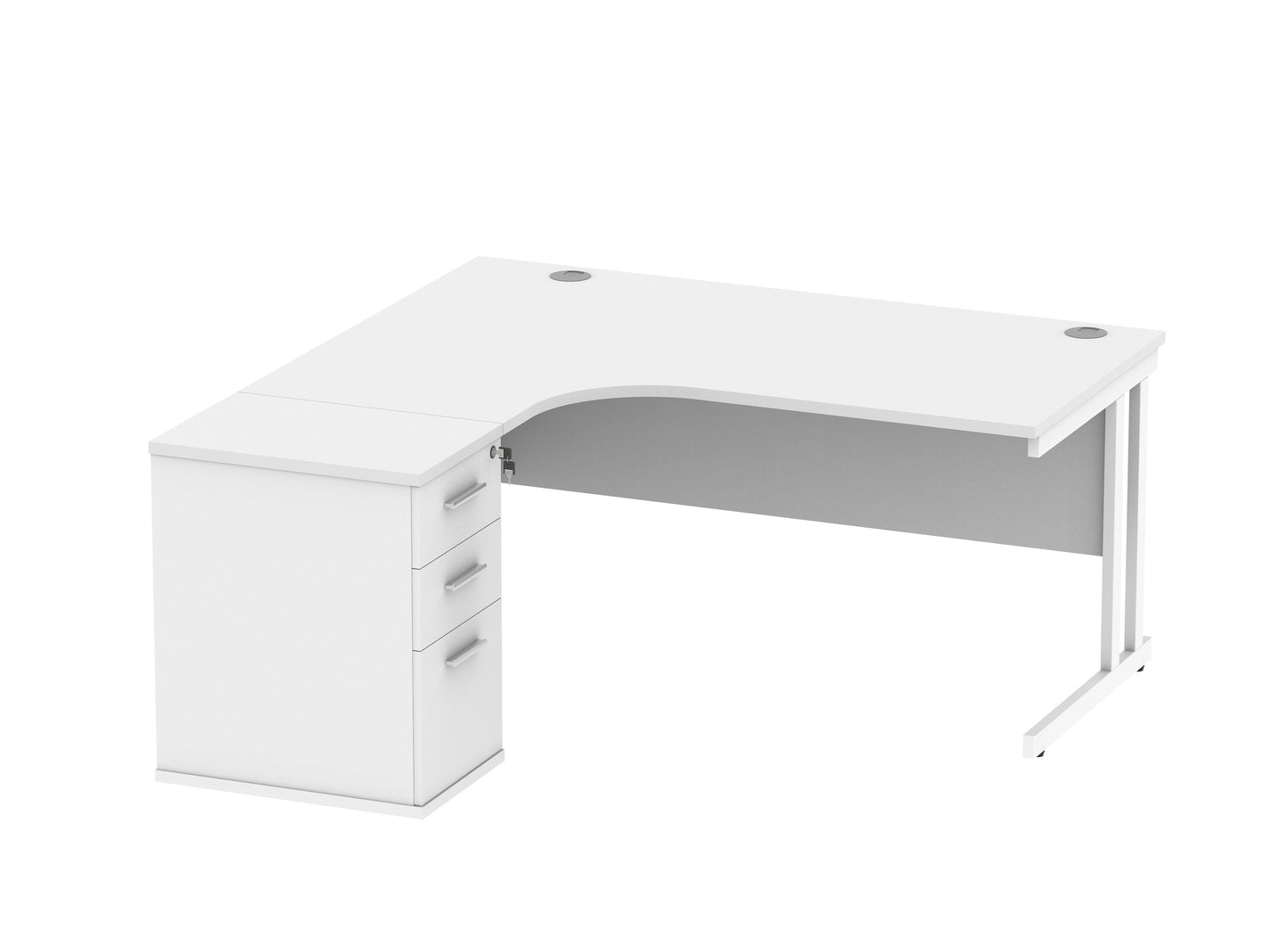 Core|Double Upright|Left Hand|Radial Desk with Desk High Pedestal|1600x1200|Arctic White/White