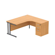 Double Upright Right Hand Radial Desk + Desk High Pedestal (FSC)