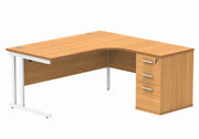 Double Upright Right Hand Radial Desk + Desk High Pedestal (FSC)