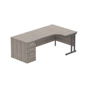 Double Upright Right Hand Radial Desk + Desk High Pedestal (FSC)