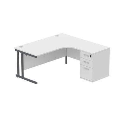 Core|Double Upright|Right Hand|Radial Desk with Desk High Pedestal|1600x1200|Arctic White/Graphite