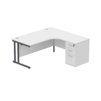 Core|Double Upright|Right Hand|Radial Desk with Desk High Pedestal|1600x1200|Arctic White/Graphite