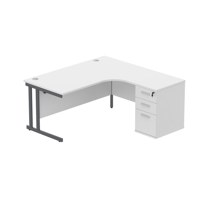 Double Upright Right Hand Radial Desk + Desk High Pedestal (FSC)