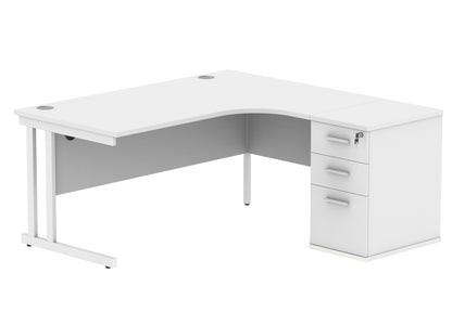 Core|Double Upright|Right Hand|Radial Desk with Desk High Pedestal|1600x1200|Arctic White/White
