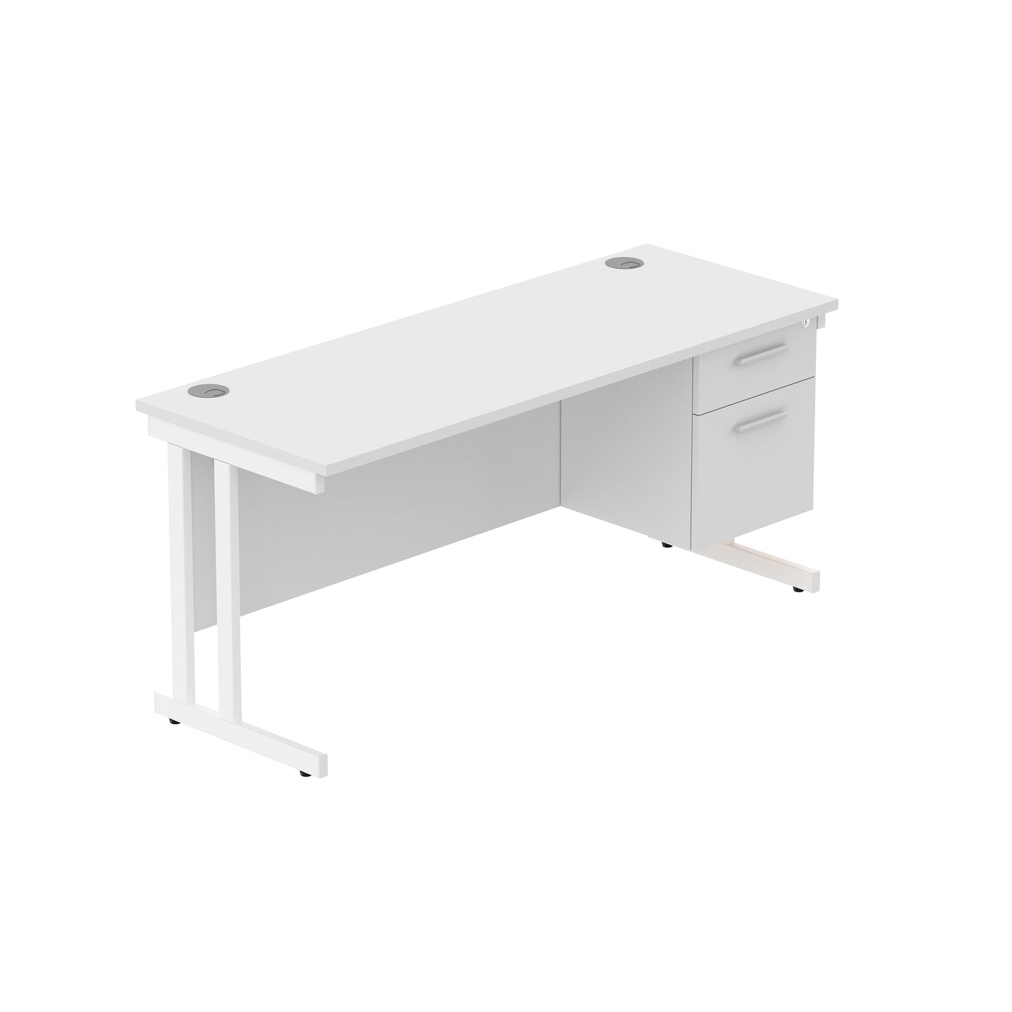 Core|Double Upright|Rectangular Desk with 2 Drawer Fixed Pedestal|1600x600|Arctic White-White