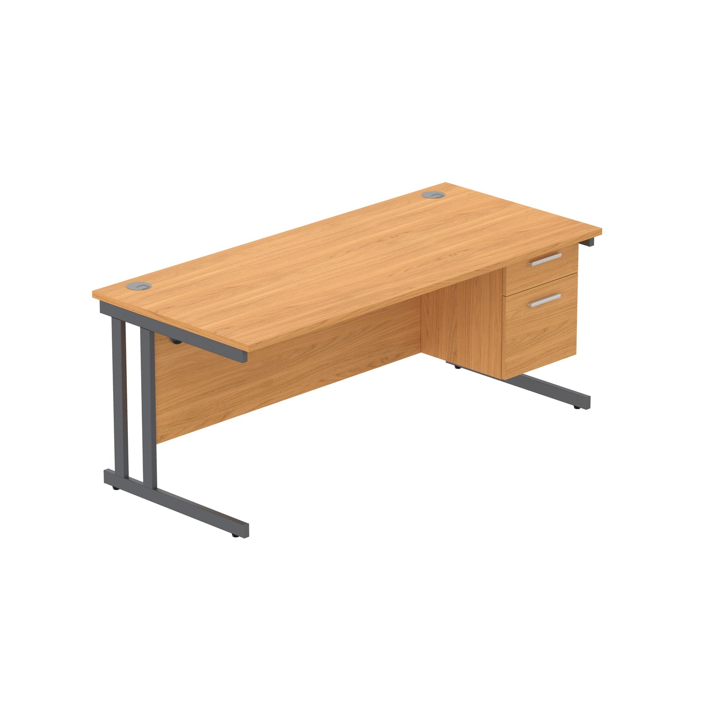 Core|Double Upright|Rectangular Desk with 2 Drawer Fixed Pedestal|1800x800|Norwegian Beech-Graphite