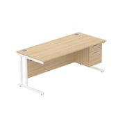 Office Rectangular Desk with Steel Double Upright Cantilever Legs + 2 Drawer Fixed Pedestal (FSC)