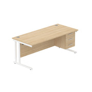Office Rectangular Desk with Steel Double Upright Cantilever Legs + 3 Drawer Fixed Pedestal (FSC)
