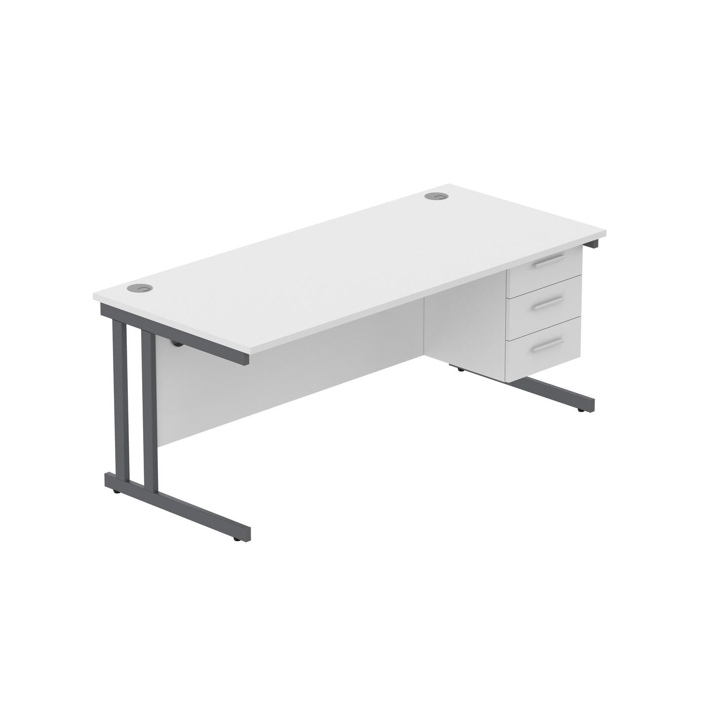 Core|Double Upright|Rectangular Desk with 3 Drawer Fixed Pedestal|1800x800|Arctic White-Graphite