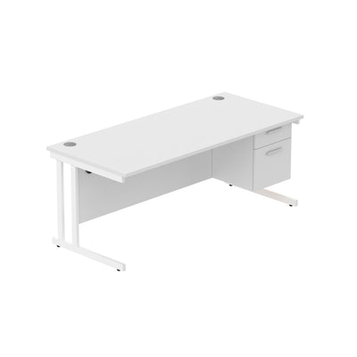 Core|Double Upright|Rectangular Desk with 2 Drawer Fixed Pedestal|1800x800|Arctic White-White