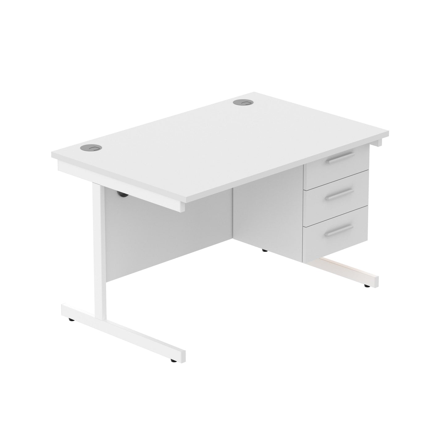 Core|Single Upright|Rectangular Desk with 3 Drawer Fixed Pedestal|1200x800|Arctic White-White