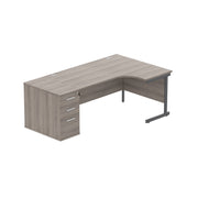 Single Upright Right Hand Radial Desk + Desk High Pedestal (FSC)