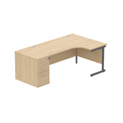 Single Upright Right Hand Radial Desk + Desk High Pedestal (FSC)