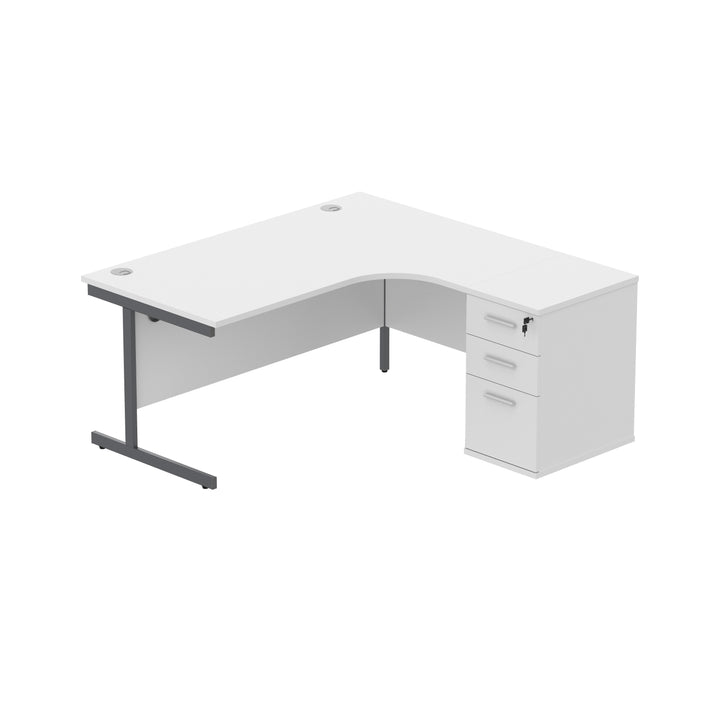 Single Upright Right Hand Radial Desk + Desk High Pedestal (FSC)