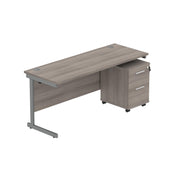 Single Upright Rectangular Desk + 2 Drawer Mobile Under Desk Pedestal (FSC)